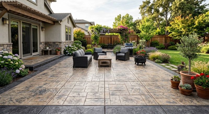 Stamped Concrete Patio Installation in Frisco, TX